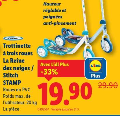 Trottinette à trois roues La Reine des neiges / Stitch STAMP