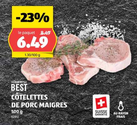 COUNTRY'S BEST CÔTELETTES DE PORC MAIGRES