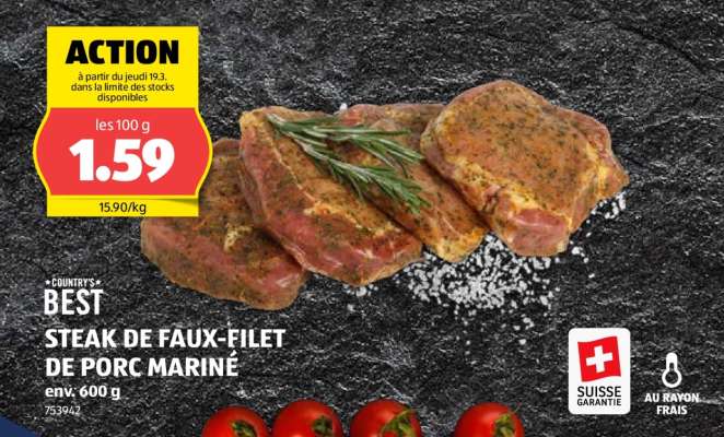 STEAK DE FAUX-FILET DE PORC MARINÉ