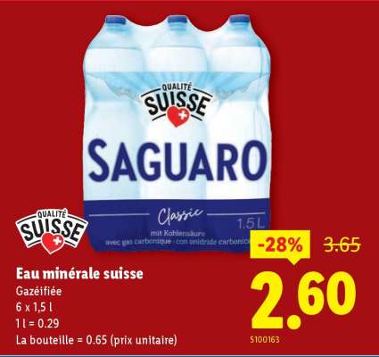 Eau minérale suisse Saguaro