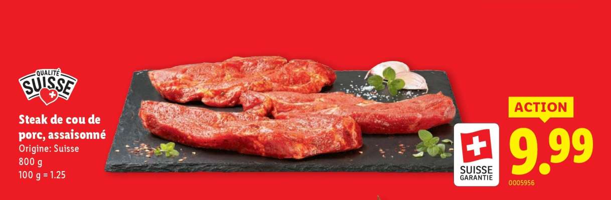 Steak de cou de porc, assaisonné