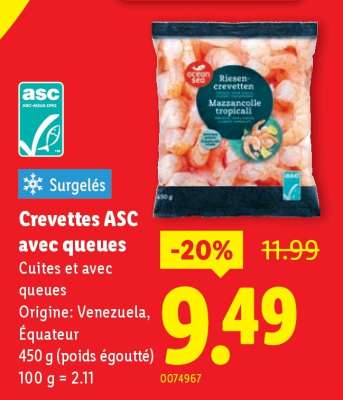 Crevettes ASC avec queues
