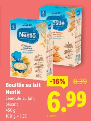 Bouillie au lait Nestlé