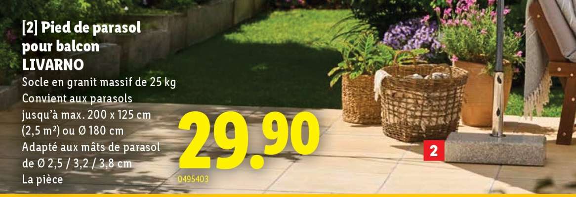 Pied de parasol pour balcon LIVARNO