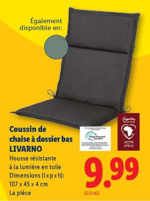 Coussin de chaise à dossier bas LIVARNO