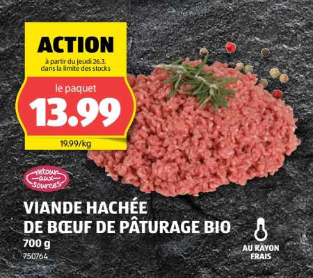 VIANDE HACHÉE DE BŒUF DE PÂTURAGE BIO