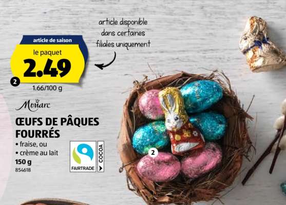 Monarc ŒUFS DE PÂQUES FOURRÉS