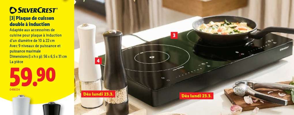 SILVERCREST Plaque de cuisson double à induction