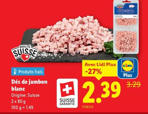 Dés de jambon blanc