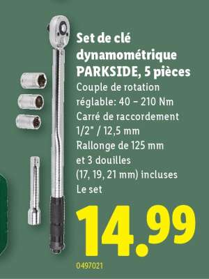 Set de clé dynamométrique PARKSIDE, 5 pièces