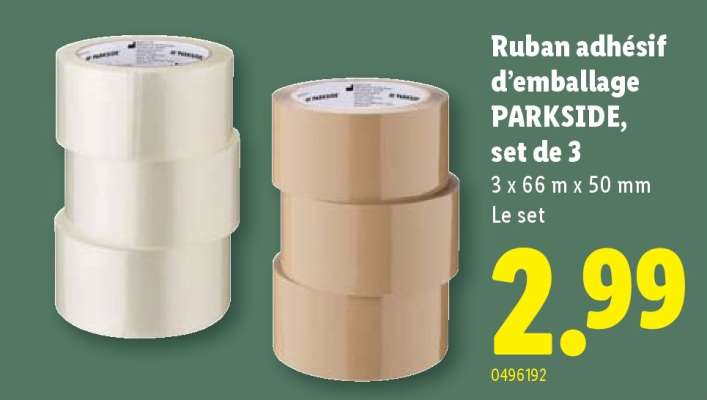 Ruban adhésif d’emballage PARKSIDE, set de 3