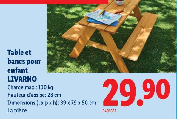 Table et bancs pour enfant LIVARNO