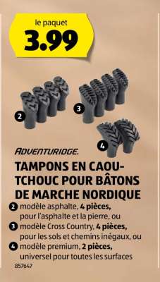 Adventuridge Tampons en caoutchouc pour bâtons de marche nordique