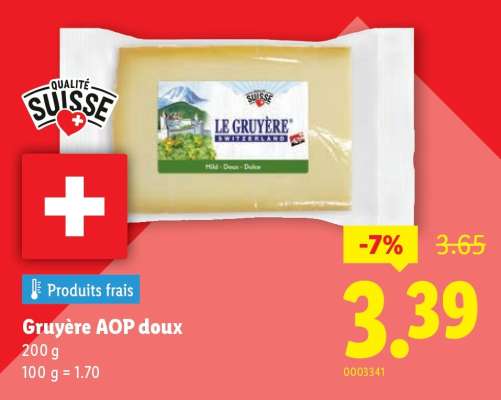 Gruyère AOP doux