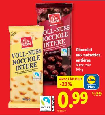 Chocolat aux noisettes entières