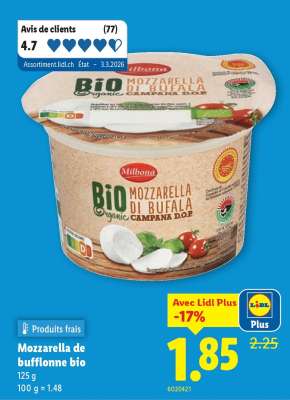 Mozzarella de bufflonne bio