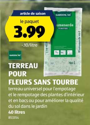 GARDENLINE TERREAU POUR FLEURS SANS TOURBE