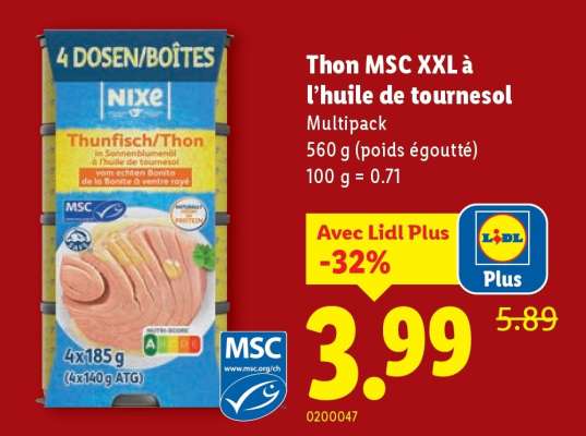 Thon MSC XXL à l'huile de tournesol