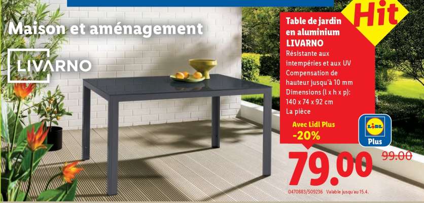Table de jardin en aluminium LIVARNO