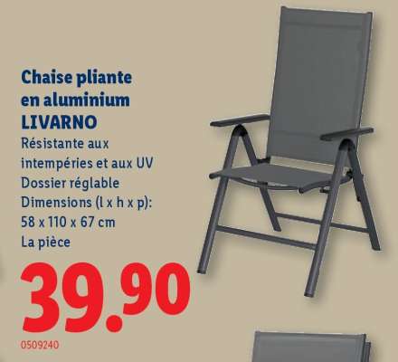 Chaise pliante en aluminium LIVARNO