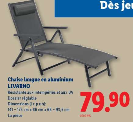 Chaise longue en aluminium LIVARNO