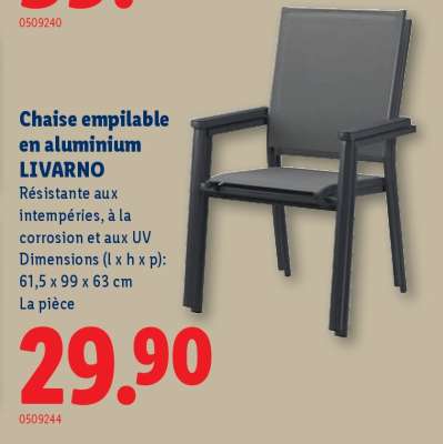 Chaise empilable en aluminium LIVARNO