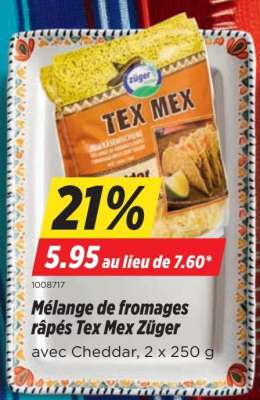 Mélange de fromages râpés Tex Mex Züger