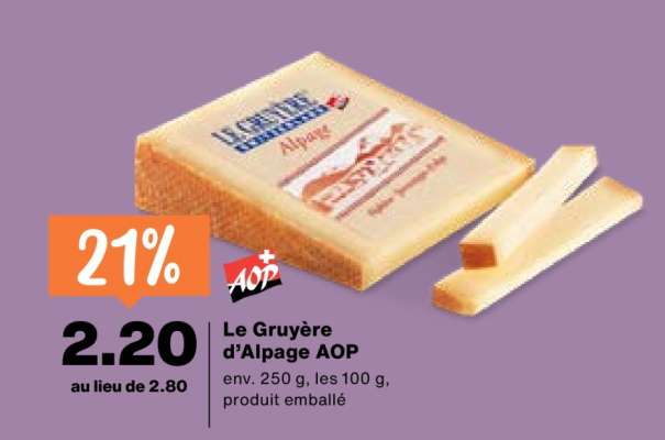 Le Gruyère d'Alpage, AOP
