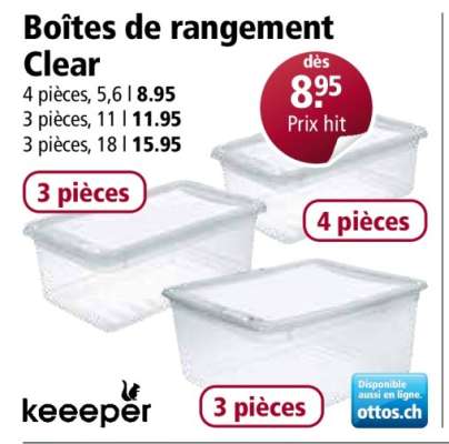 Boîtes de rangement Clear