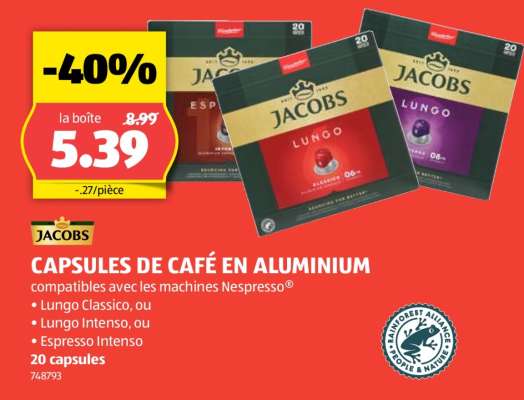 JACOBS CAPSULES DE CAFÉ EN ALUMINIUM