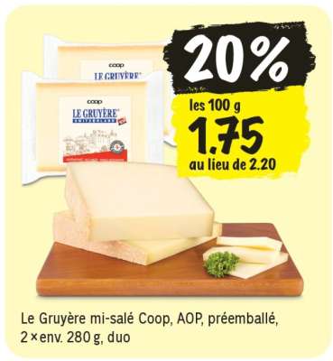 Le Gruyère mi-salé Coop