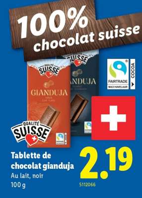 Tablette de chocolat gianduja