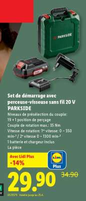 Set de démarrage avec perceuse-visseuse sans fil 20 V