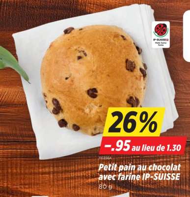 Petit pain au chocolat avec farine IP-SUISSE