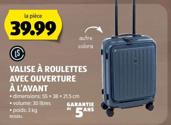 Valise à roulettes avec ouverture à l'avant