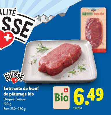 ENTRECÔTE DE BŒUF DE PÂTURAGE BIO