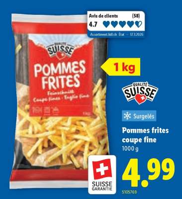Pommes frites coupe fine