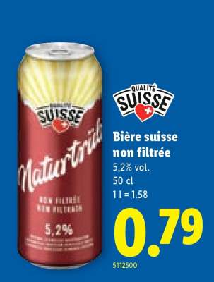 Bière suisse non filtrée