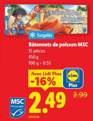 Bâtonnets de poisson MSC