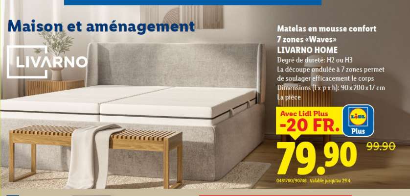 Matelas en mousse confort 7 zones «Waves»