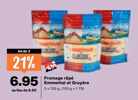 Fromage râpé Emmental et Gruyère