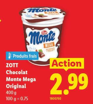 ZOTT Chocolat Monte Mega Original