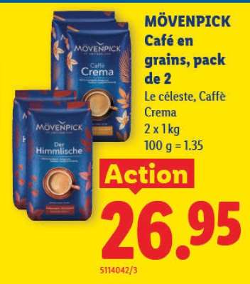 Mövenpick café en grains, pack de 2