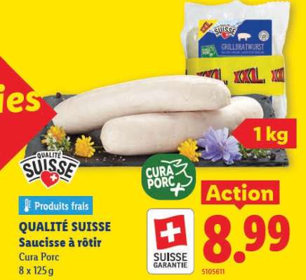 QUALITÉ SUISSE Saucisse à rôtir