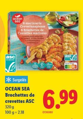 OCEAN SEA Brochettes de crevettes ASC