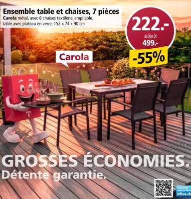 Ensemble table et chaises, 7 pièces