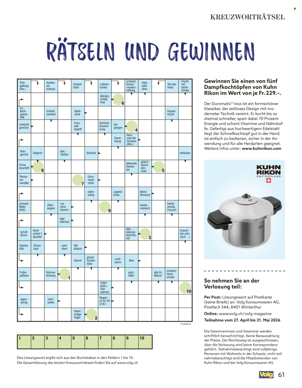 Catalogue Volg - 1.5.2026 - 31.5.2026. Page 61. Page 61