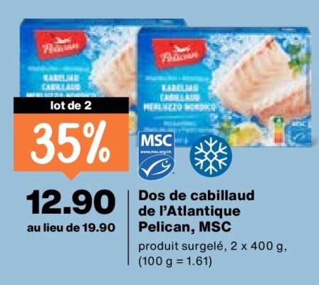 Dos de cabillaud de l’Atlantique Pelican, MSC