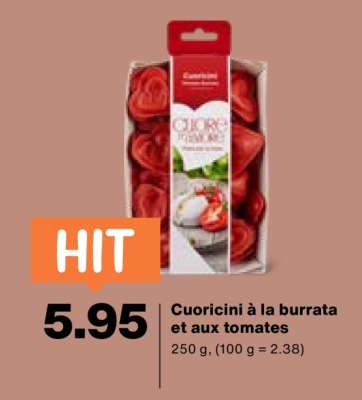 Cuoricini à la burrata et aux tomates