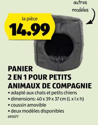 PANIER 2 EN 1 POUR PETITS ANIMAUX DE COMPAGNIE